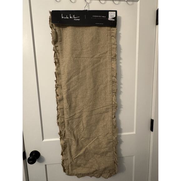 Nicole Miller Home Table Runner Light Brown Gold Thread 16” X 90” NWT - Picture 6 of 9